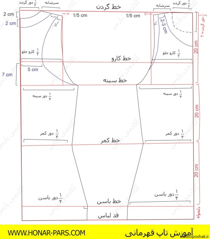 مدل تاپ زنانه همراه با الگو