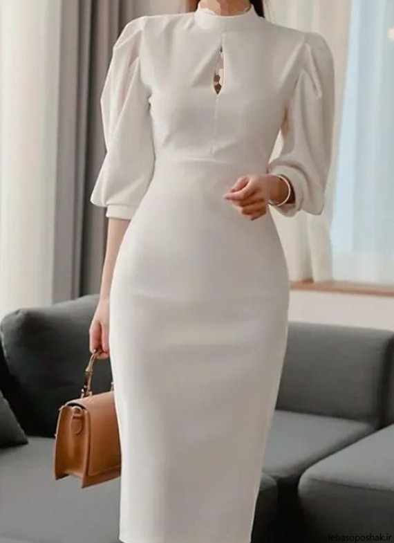 مدل لباس مجلسی گیپور سفید کوتاه