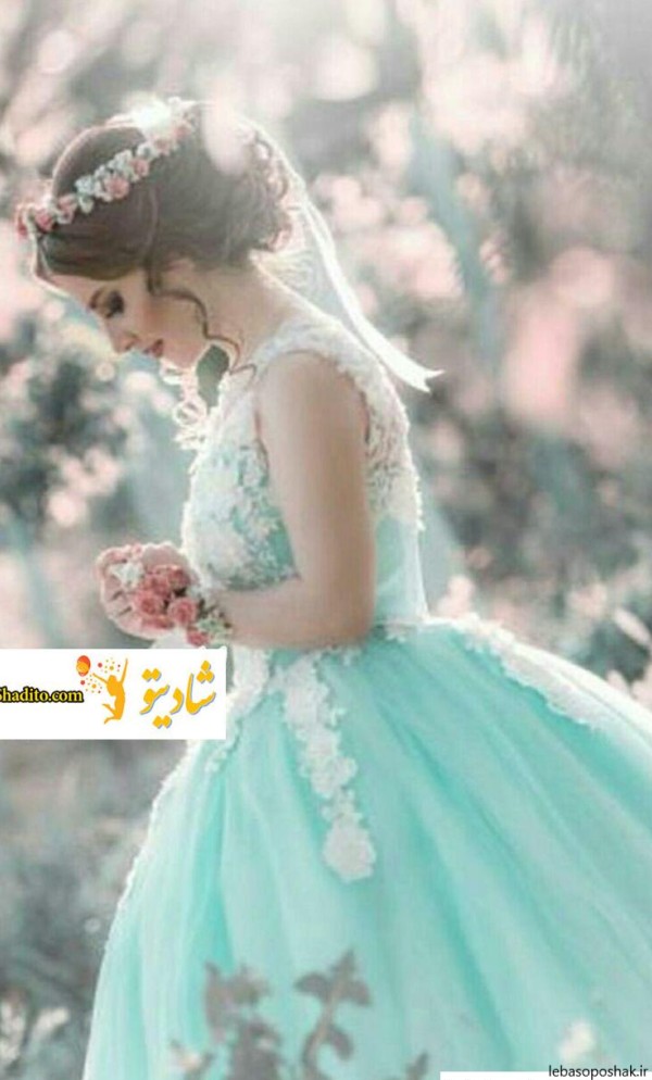 مدل لباس شب آبی فیروزه ای