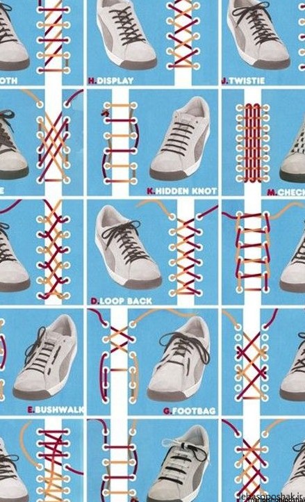 مدل بستن بند کفش اسپرت دخترانه پنج سوراخه