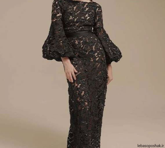 مدل لباس با پارچه گیپور مشکی