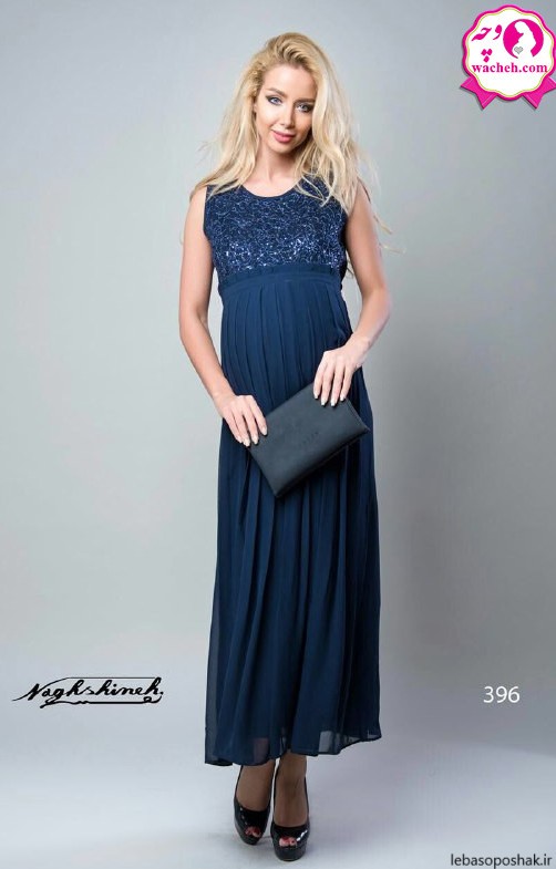 مدل لباس مجلسی حاملگی با پارچه حریر