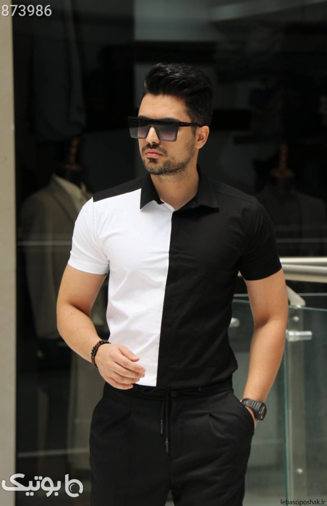 مدل پیراهن مردانه سفید سیاه