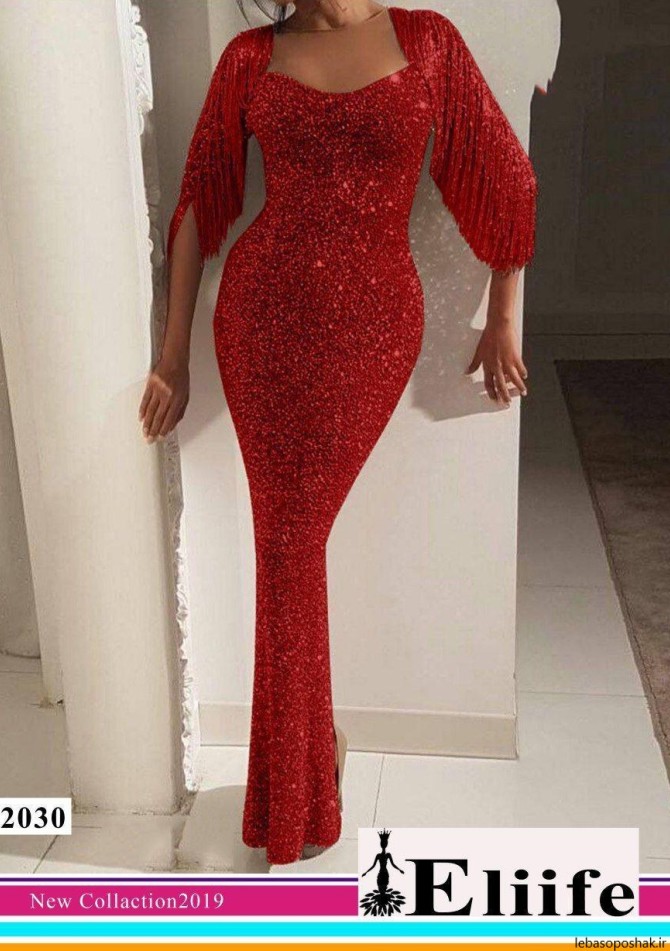 مدل لباس مجلسی بلند لمه قرمز
