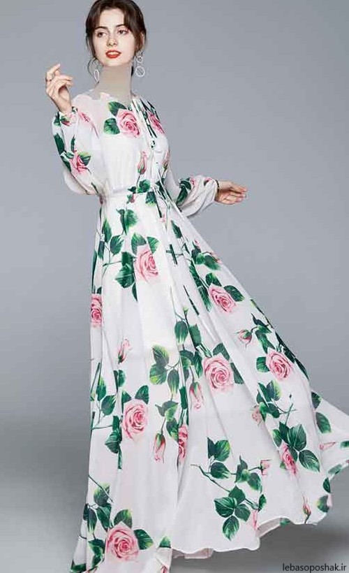 مدل لباس حریر گلدار شیک
