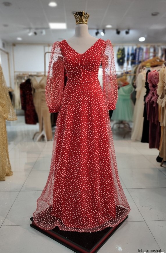 مدل لباس مجلسی گیپور حریر