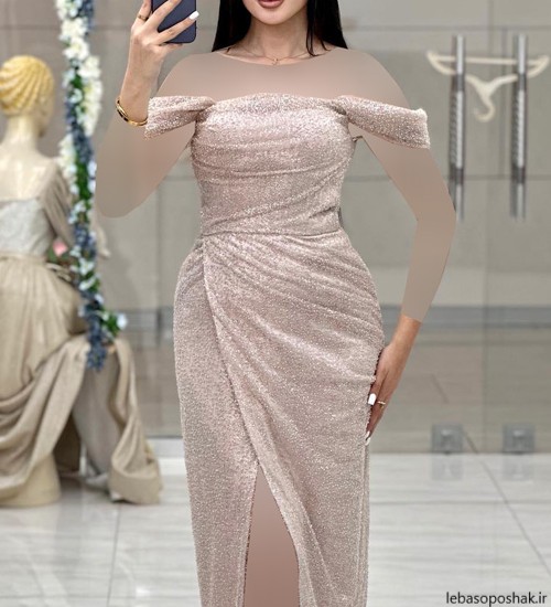 مدل یقه لباس مجلسی لمه بلند