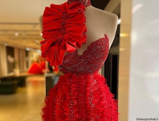 مدل لباس مجلسی دخترانه قرمز شیک