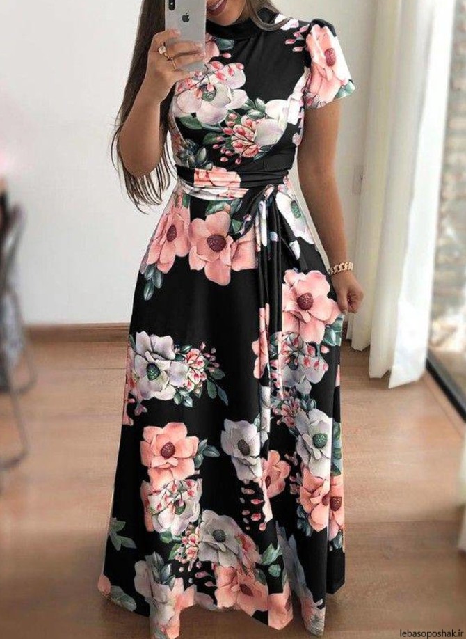 مدل لباس بلند گلدار و ساده