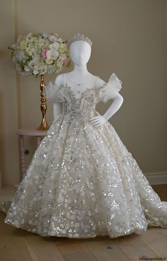 مدل لباس عروس بچه گانه پرنسسی بلند