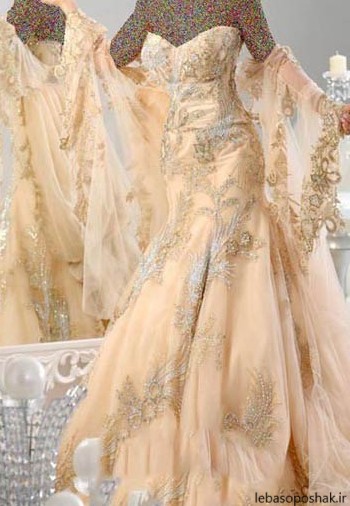 مدل لباس عروس نامزدی رنگی
